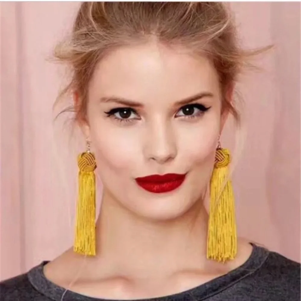 ✨BLACK✨”THE PERFECT KNOT”  TASSEL EARRINGS-DROP‎ - Picture 4 of 4